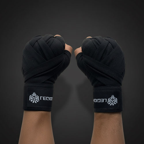 Black Boxing Hand Wraps with Breathable Mesh Pouch LEGION SPORTS