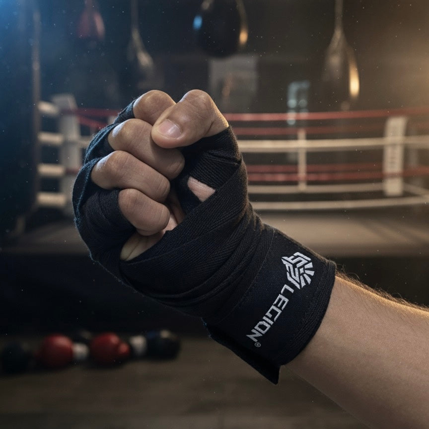 Black Boxing Hand Wraps with Breathable Mesh Pouch LEGION SPORTS